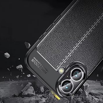 Ehr. iPhone 17 Uyumlu Kamera Korumalı Deri Görünümlü Darbe Emici Tam Korumalı Auto Focus Lüks Silikon Kılıf