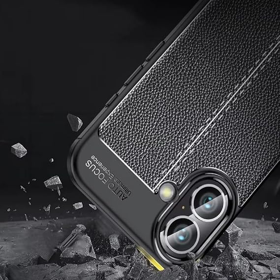 Ehr. iPhone 17 Uyumlu Kamera Korumalı Deri Görünümlü Darbe Emici Tam Korumalı Auto Focus Lüks Silikon Kılıf