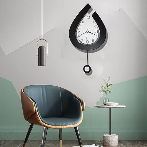 Miniatura 6 de SHUNZY Relojes de pared decorativos para decoración de sala de estar relojes de pared grandes y modernos con péndulo que funcionan con pilas para