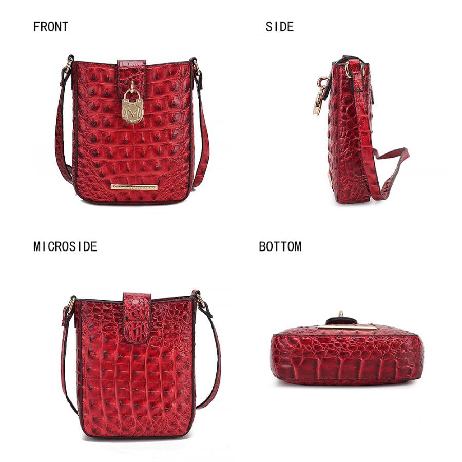 MKF Collection Women's Crossbody Bag, Faux Crocodile Embossed Vegan Leather, Shoulder Bag Handbag purse by Mia K4