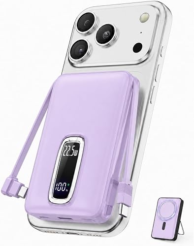 Batería Externa para MagSafe 10000mAh con Soporte,Lila Lavanda