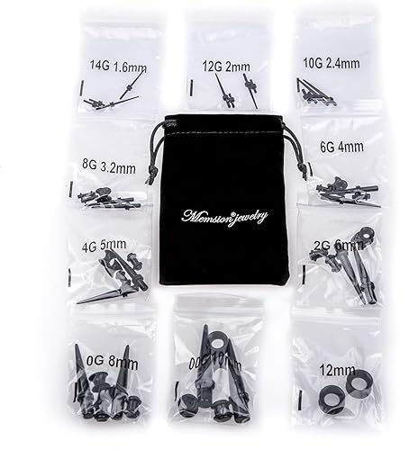 Miniatura 8 de Memsion - Kit de estiramiento para la oreja, 50 piezas, kit de perforación, aretes de calibre 00, 14