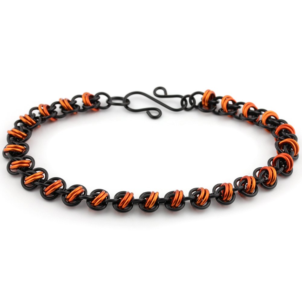Bracelet Orbital Double Maille original noir orange, une idée cadeau surprenante
