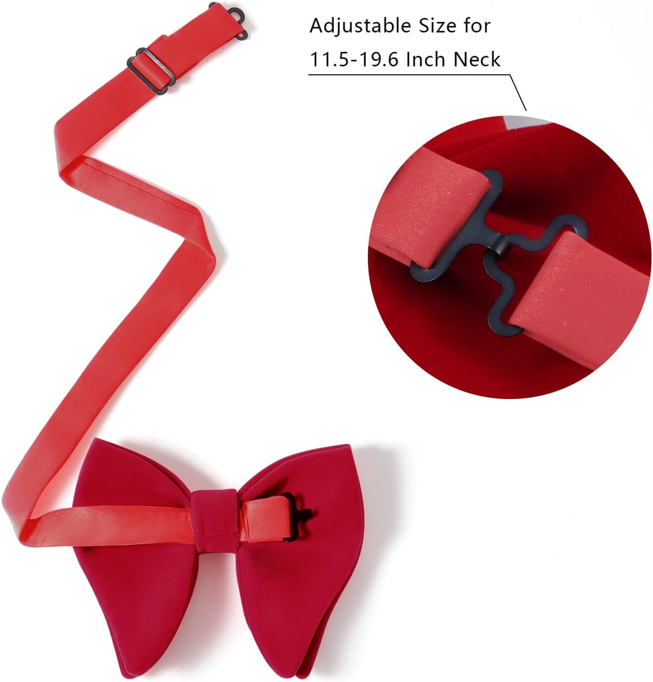 HOULIFE Mens Pretied Bowties Velvet Solid Color Adjustable Oversized Tuxedo Bow Tie and Pocket Square for Wedding Party