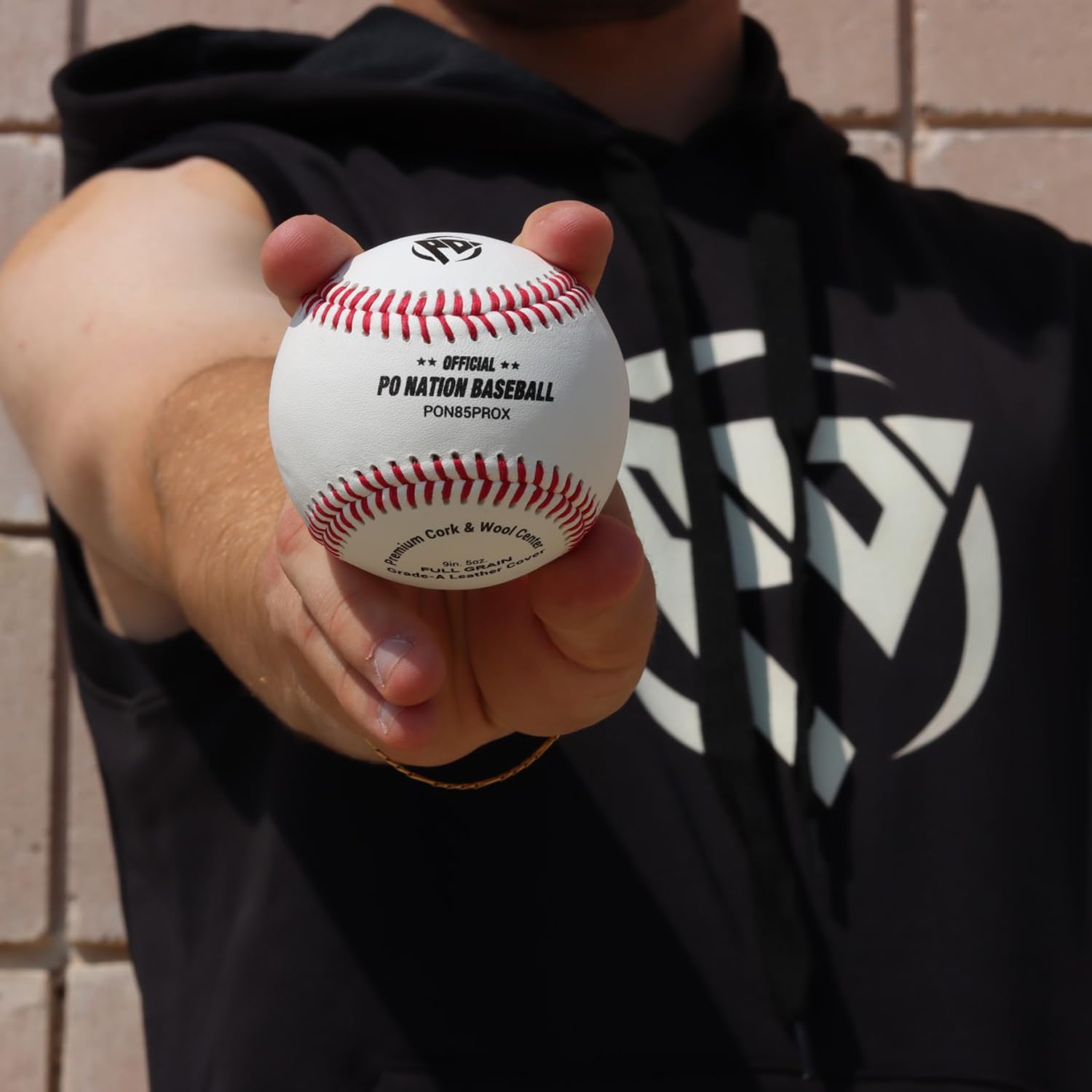 PO NATION Ballon de baseball officiel League College et High School en cuir de vache, noyau en liège et caoutchouc avec rembourrage 85 % laine, 141,7 g/22,9 cm (1 douzaine