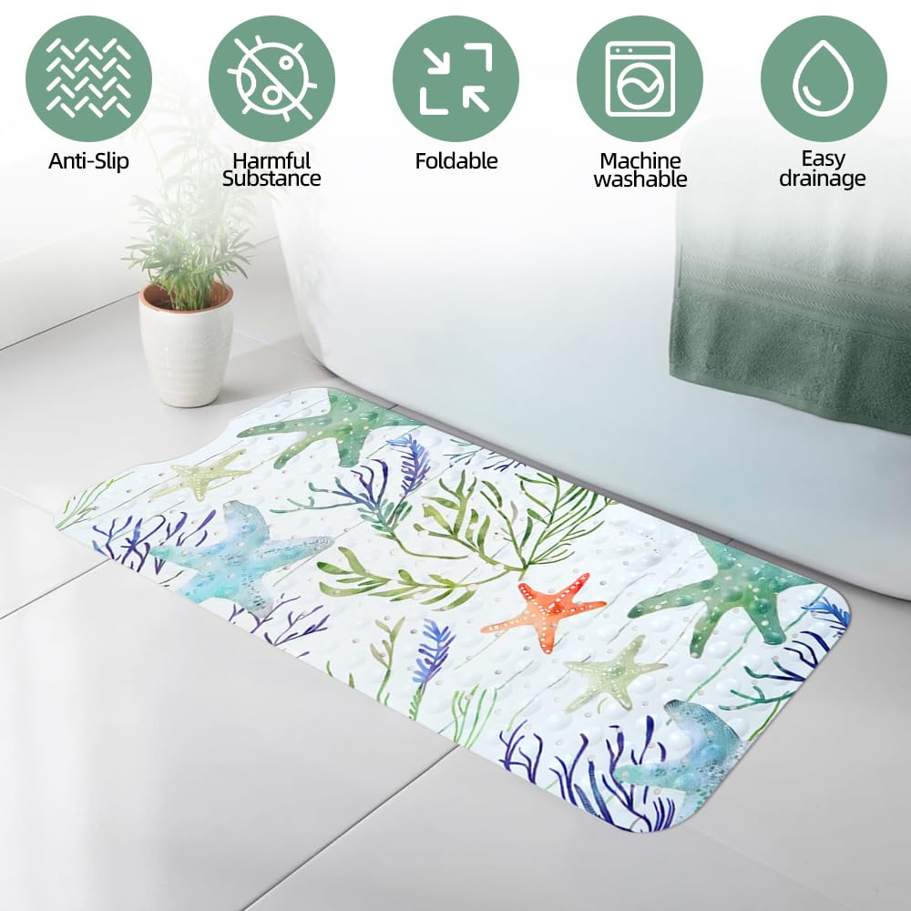 MOAMUN Tapis De Bain Antidérapant 40x100cm - Ventouses Fortes, Lavable En Machine (Vert)