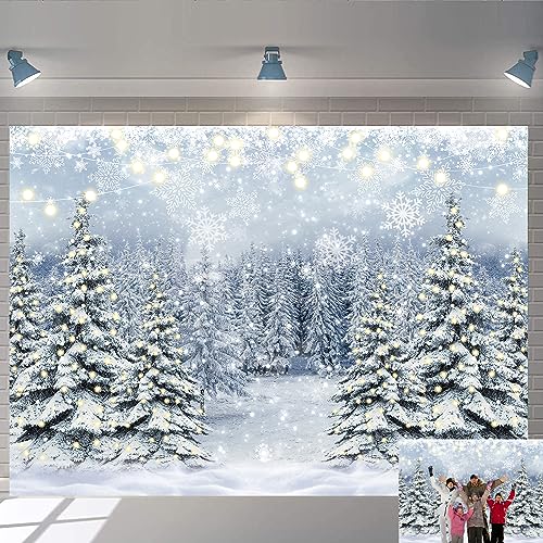Winter Forest Photography Backdrop Glitter Snowy Pine Tree Scene Background Christmas Xmas Holiday Happy New Year Holiday Party Decoration Banner (10x8FT(120x96 inch)) by TENCOW - Used condition - US$22.95