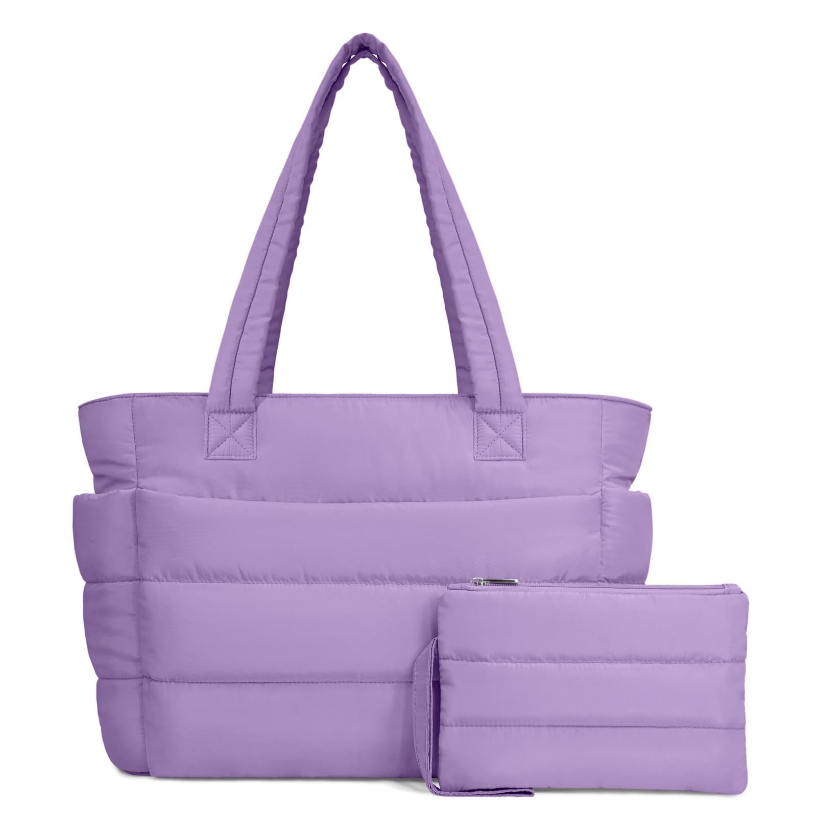 TOPDesign Puffer Tote Bag for Women, Lightweight Puffy Handbag with Compartments, Quilted Shoulder Bag for Work, Travel, Gym