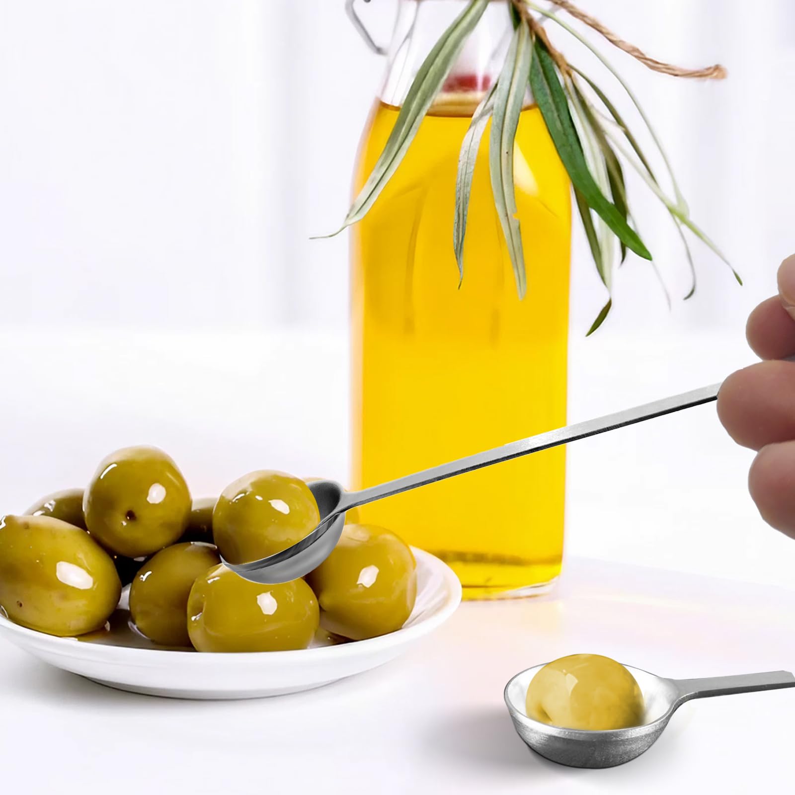 Patelai 2-Piece Stainless Steel Olive Spoon & Pickle Fork Set - Jar Serving Tools With Drain Holes