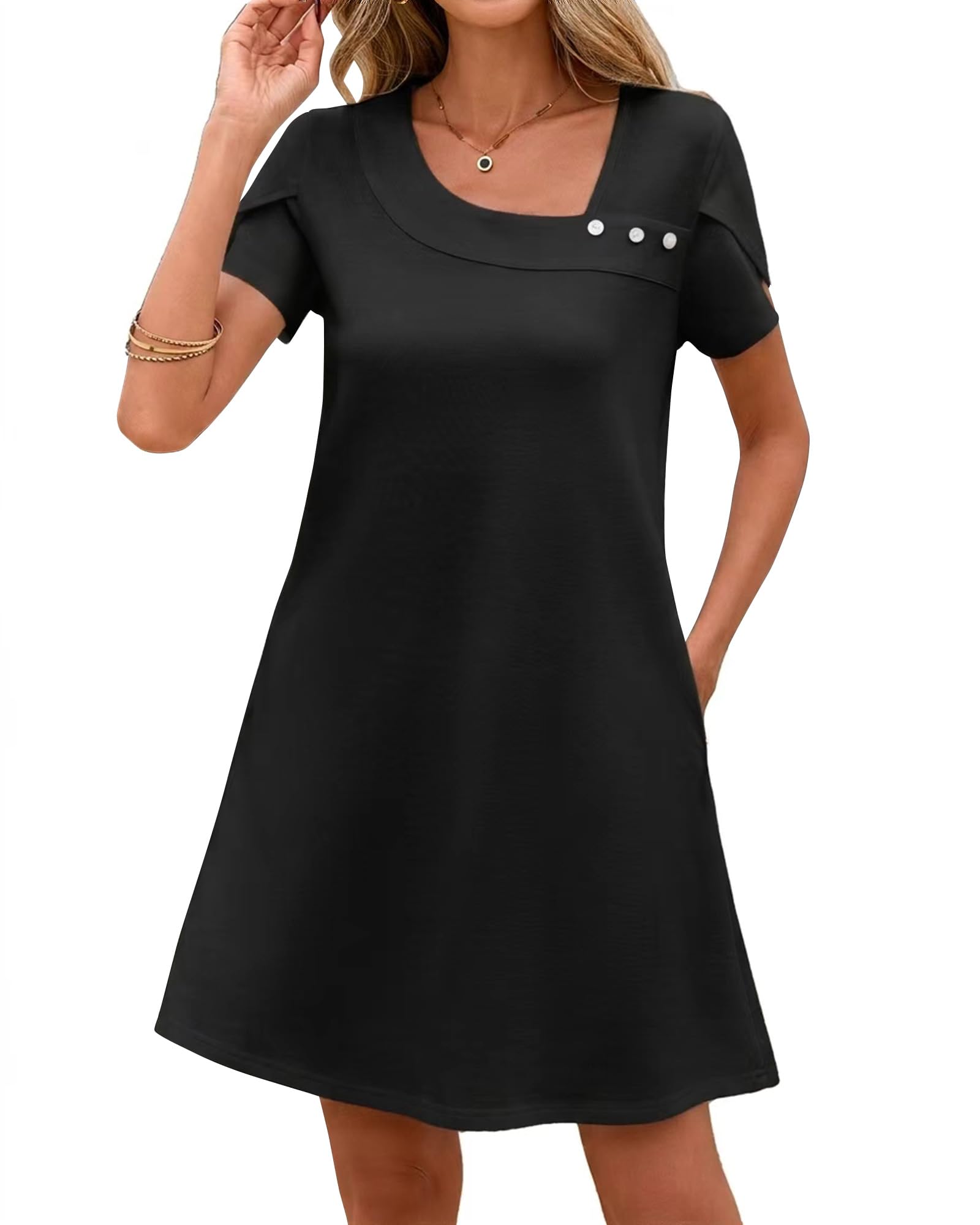 Valiamcep Womens Summer Dresses Crewneck Sleeveless Knit Tank Dress Beach Casual Tshirt Dress