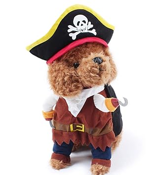 Topsung Dog Costume Cat Pet Halloween Christmas Santa Outfit Clothes Caribbean Pirate for Medium Dogs Puppy