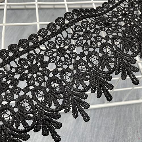 Black Lace Trim 5 Yards Wide Venise Lace Ribbon Embroidered Edge Trim for Sewing DIY Crafts Wedding Applique Home Decor