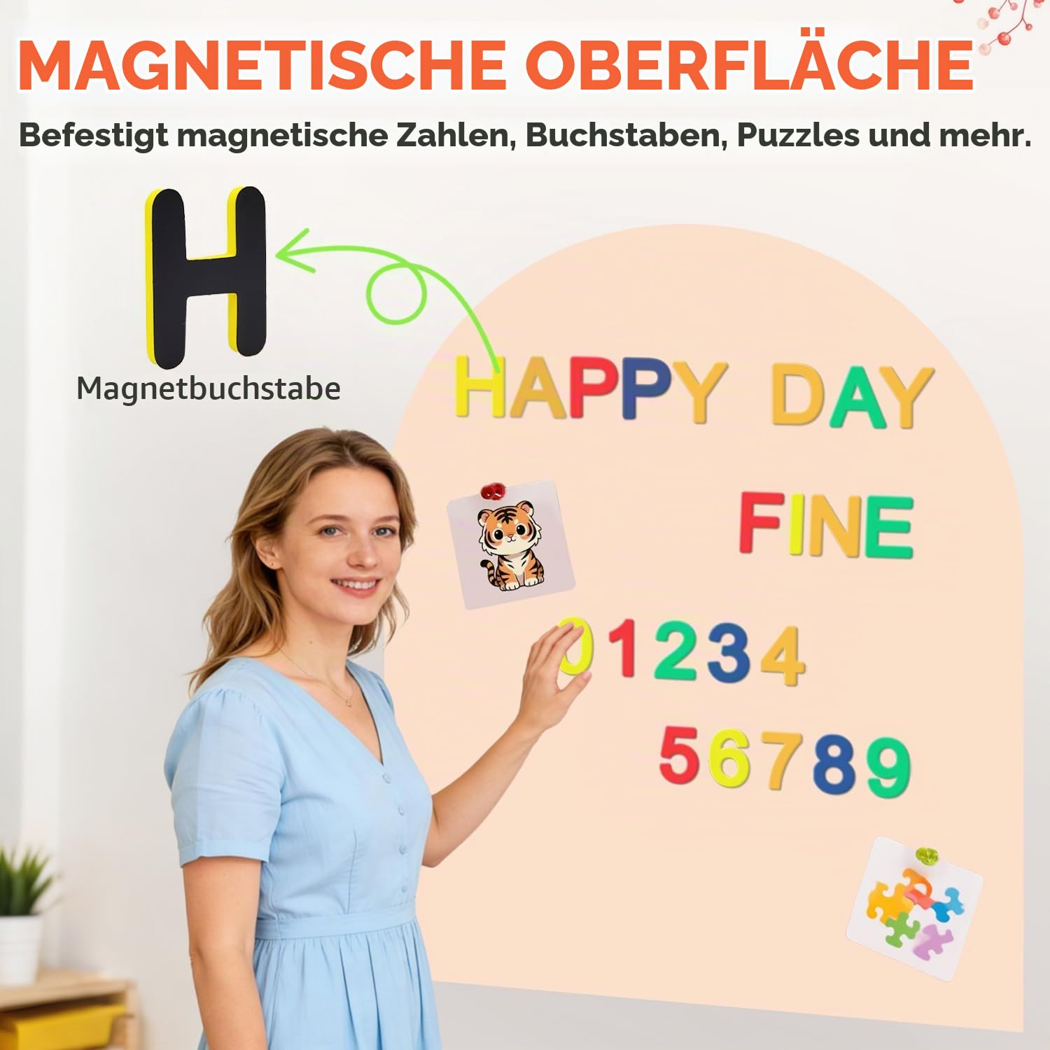 FOTSHARER Magnetischer Wandaufkleber, 100 x 80 cm, Milchtee-Farbe, magnetischer Wandaufkleber, Bogentafel mit mehreren Zubehörteilen