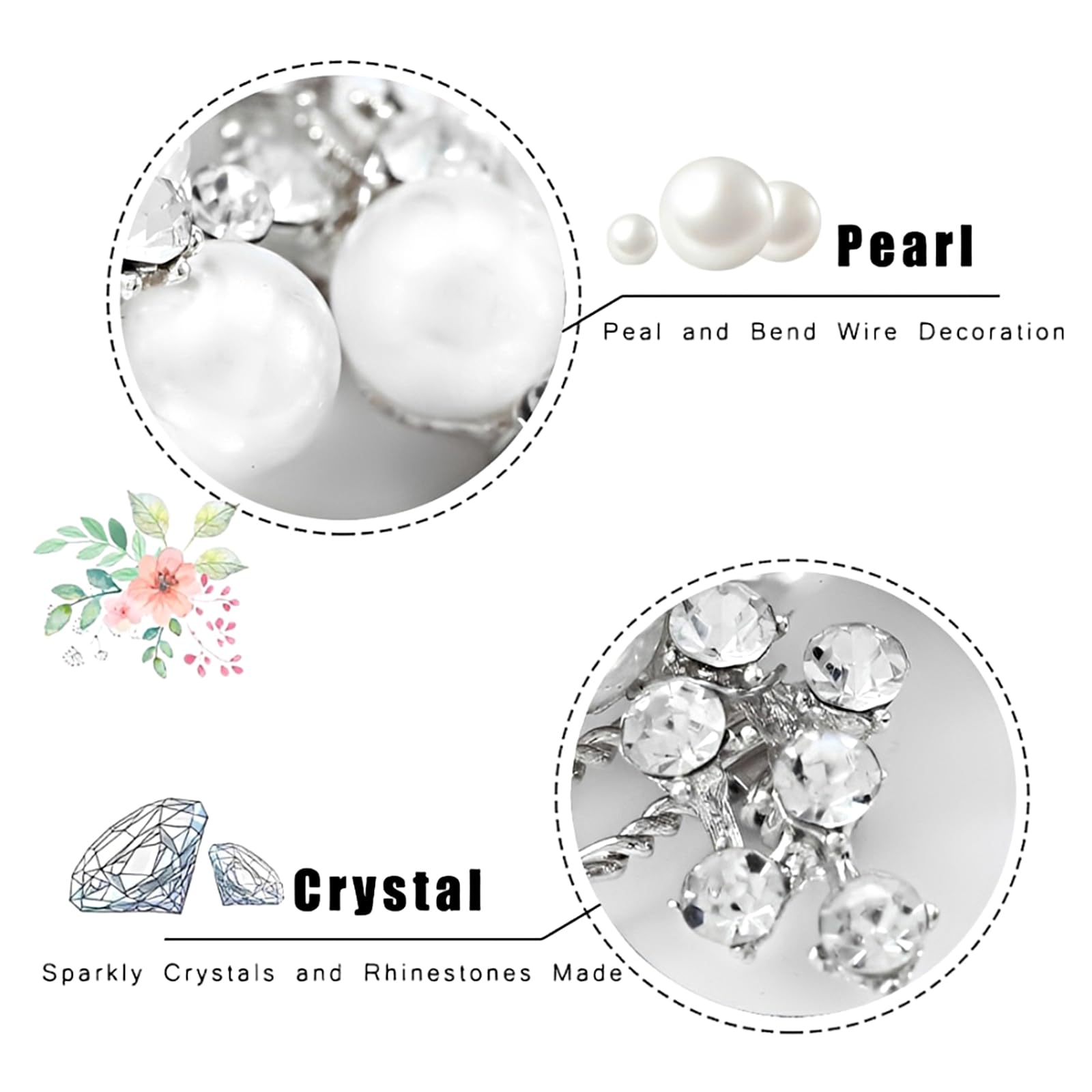 2 Piezas Peines para el Pelo de Novia Perla Diamante Peine para el Cabello Elegante Nupcial Accesorios de Cabellos para Mujeres y Niñas Dama de Honor Bodas Noche Fiesta (Plata)