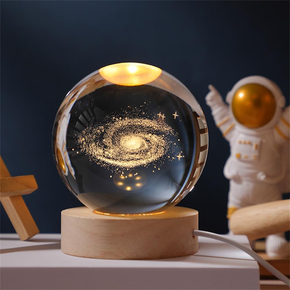 qianyue Crystal Glass Ball Galaxy Stars 3D Creative Gifts Processing Home Feng Shui Sculpture Crystal Craft Crystal Decoration (80 mm)