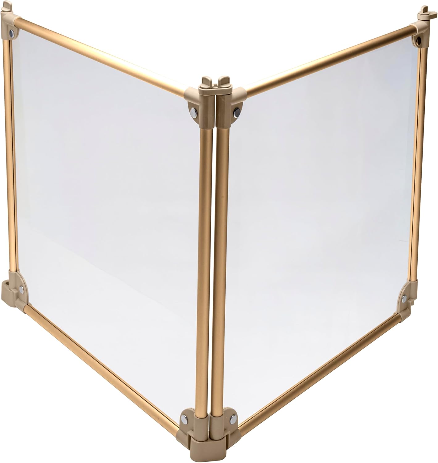 Front Row Foldable Dog Playpen Pen, Durable Portable Crate Kennel Safe for Puppy, Cat, Bunny, Pet for Play Exercise Rest w/Clear Transparent Panels & Aluminum Rods (Gold, 2-Panel) Gold 2-Panel