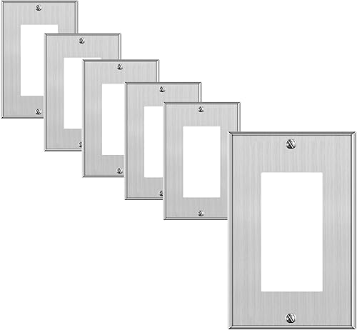 BKDEORS Placa de pared metálica para receptáculo decorativo de 1 banda, cubierta de salida de interruptor de acero inoxidable, tamaño 4.50 x 2.70