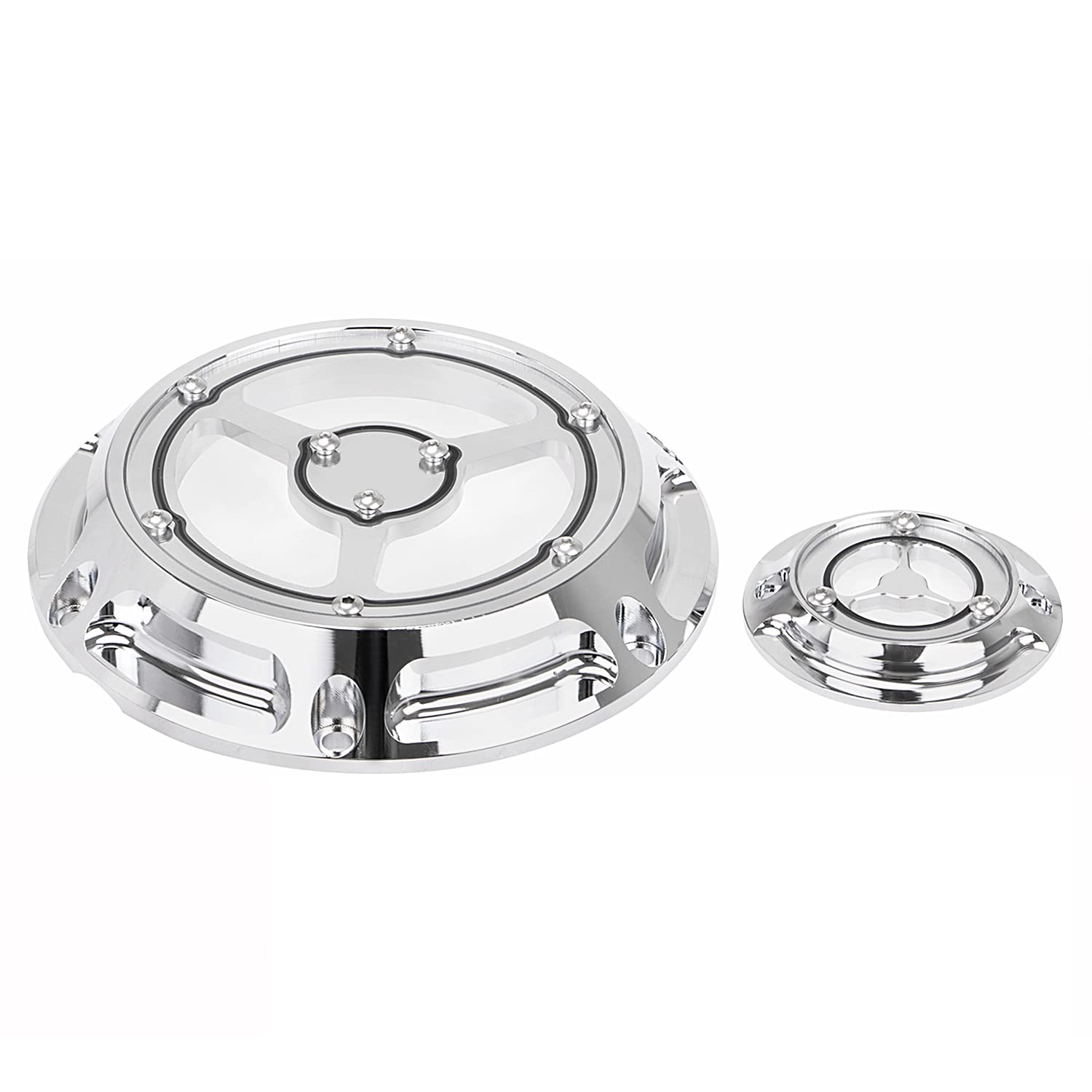 Motorcycle 6 Hole Derby Timer Cover Clutch Point Cover Modified Engine Side Cover Fit ForHarley Sportster 883 1200 XL Custom，Chrome