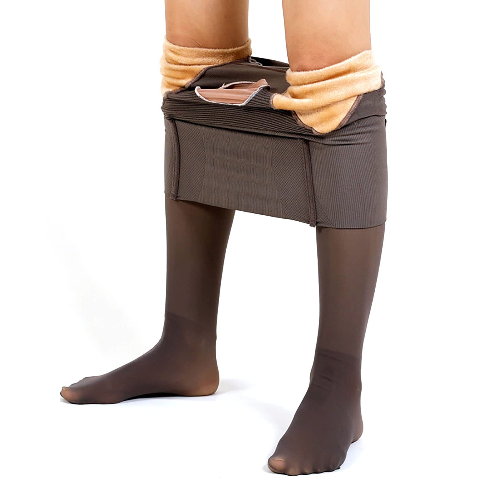 7HAHA33PCS Men's Winter Warm Tights Fleece Pantyhose Stockings Leggings with Crotch Built-in Support Bar in Waist