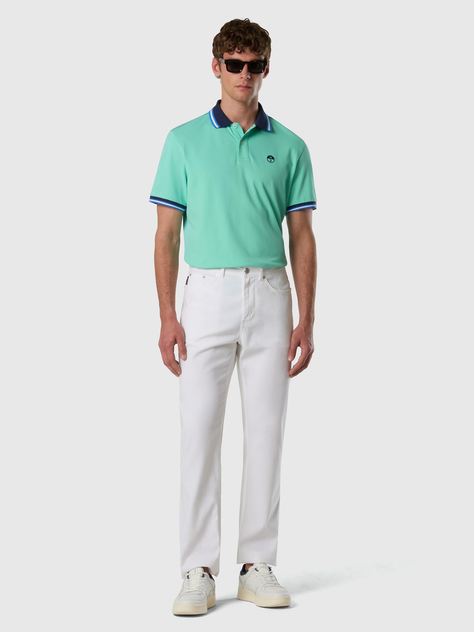 NORTH SAILS Polo Uomo in piqué di Cotone Organico con Motivo a Righe