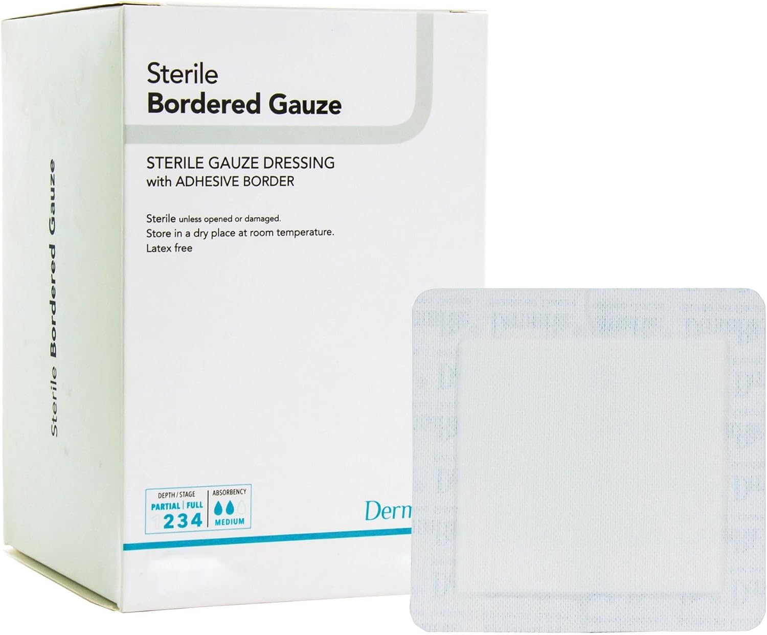 Venda estéril con borde adhesivo DermaRite para heridas, 4 pulgadas x 10 pulgadas, 1 unidad miniatura 1