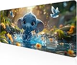 Alfombrilla RatóN Bebé Elefante,Superficie Del Agua Alfombrilla Escritorio Alfombrilla XXL Gaming 1400x600x3mm Suave Protector Escritorio,Antideslizante Y duradero Mejora PrecisióN Velocidad Y1-608