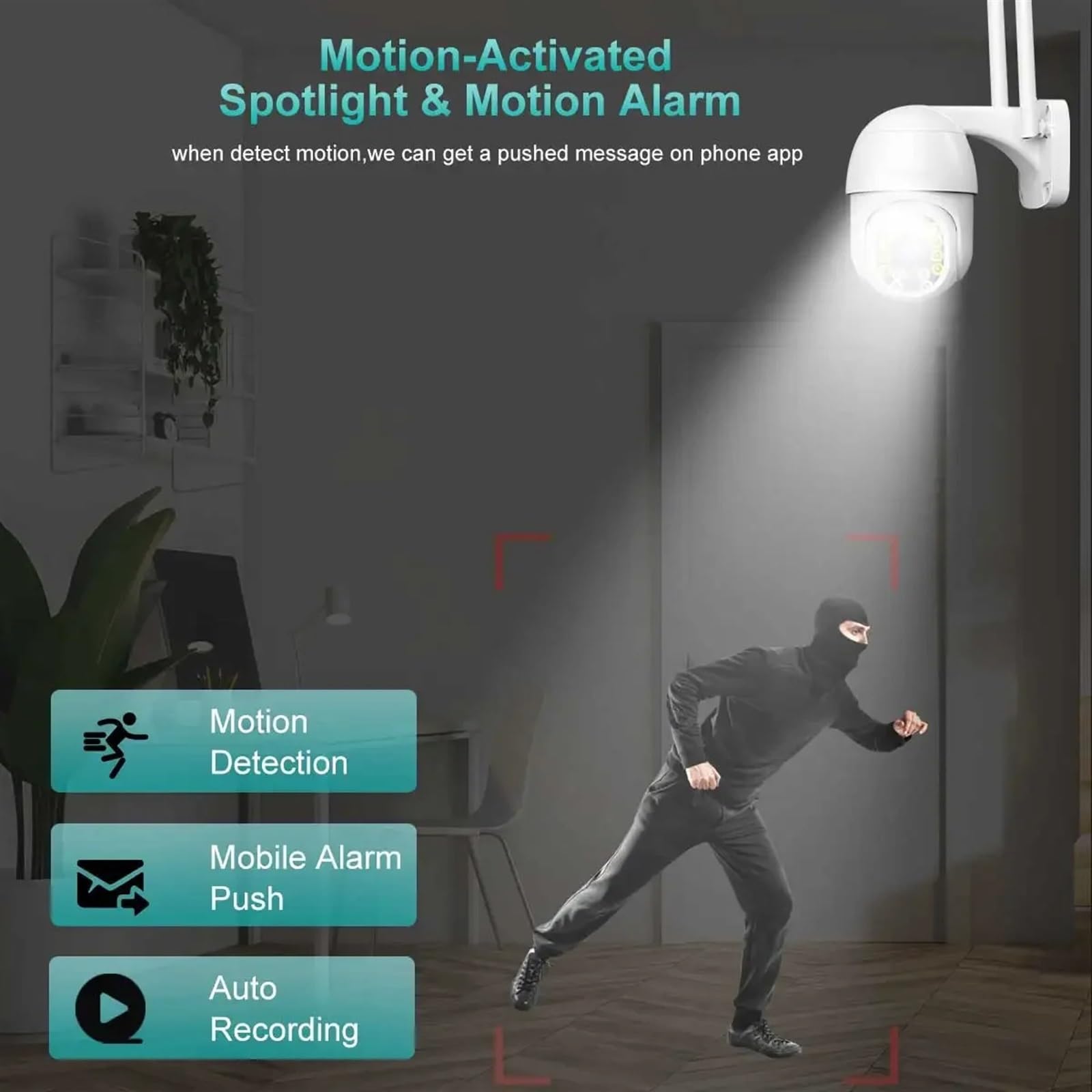 Kamera IP HD Zewnętrzna kamera wideo 5 MP System kamer bezpieczeństwa z wykrywaniem ludzi Dwukierunkowe kamery nadzoru Łatwa instalacja(2MP Add 128G Card)