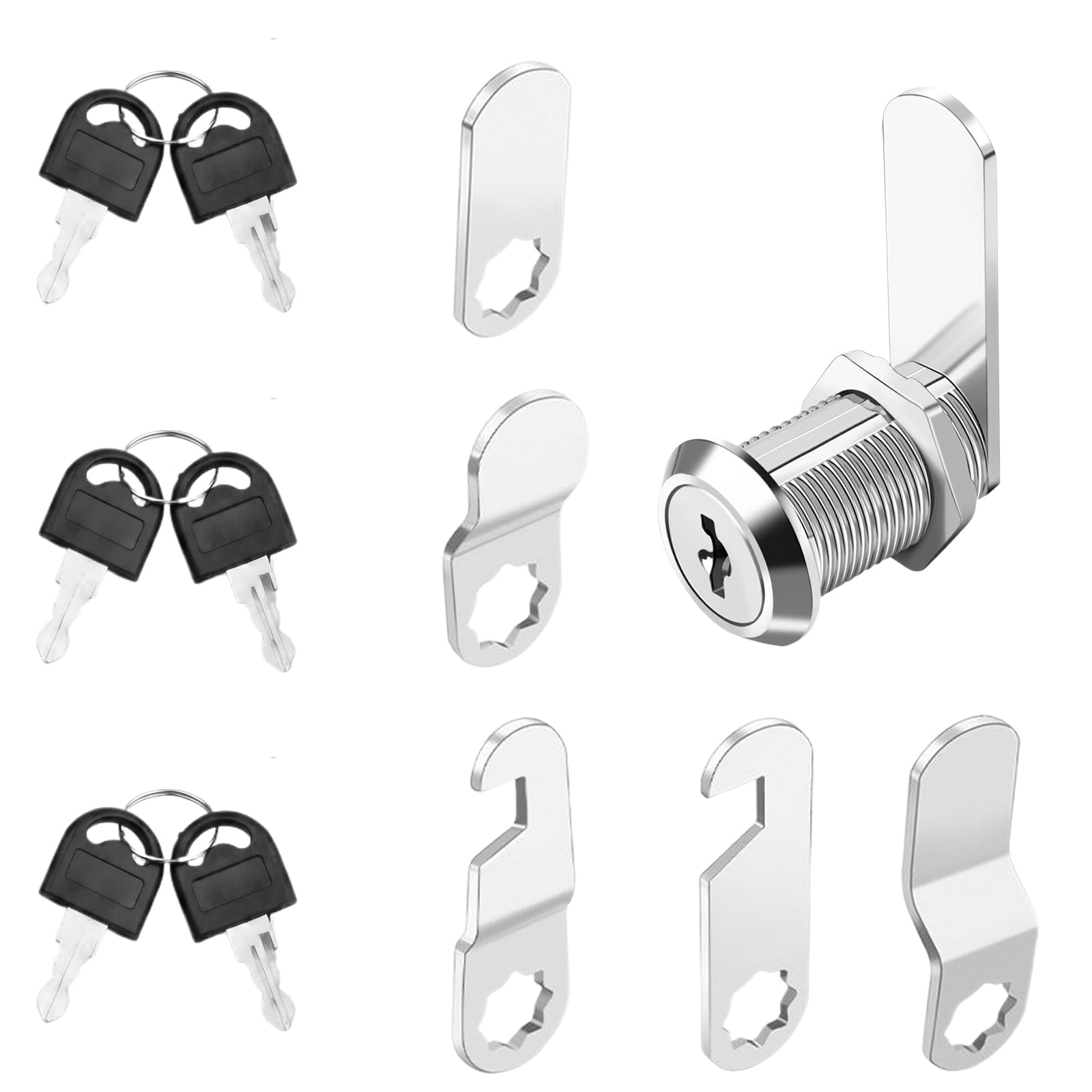 20mm Cabinet Lock, Premium Cam Lock with 6 Keys and 5 Different Lock Plates, Durable Cupboard Locks for Drawer, Mailbox, Letterbox, Wardrobe and Locker