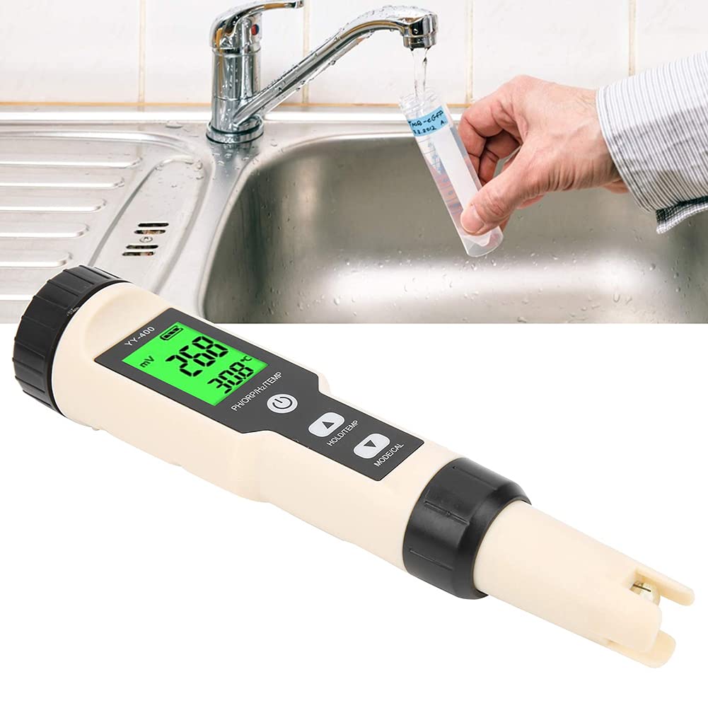 ERNZI Tester di qualità dell'Acqua, misuratore di Temperatura PH ORP Portatile, rilevatore di qualità dell'Acqua H2 4 in 1, con Elevata precisione, per testare l'acqua, Piscine, Laboratori