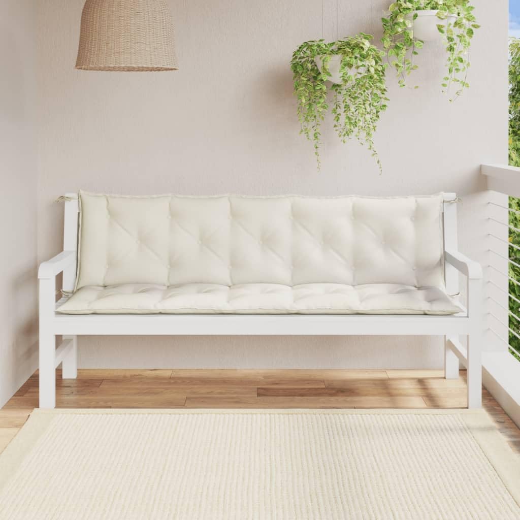 Set 2 Cuscini Panca Giardino 180x50 cm Crema Mélange Tessuto