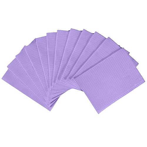 JMU 2500 baberos dentales, 2 capas de pañuelo 1 capa de película, baberos dentales morados desechables a granel, 13 x 18 pulgadas, baberos para