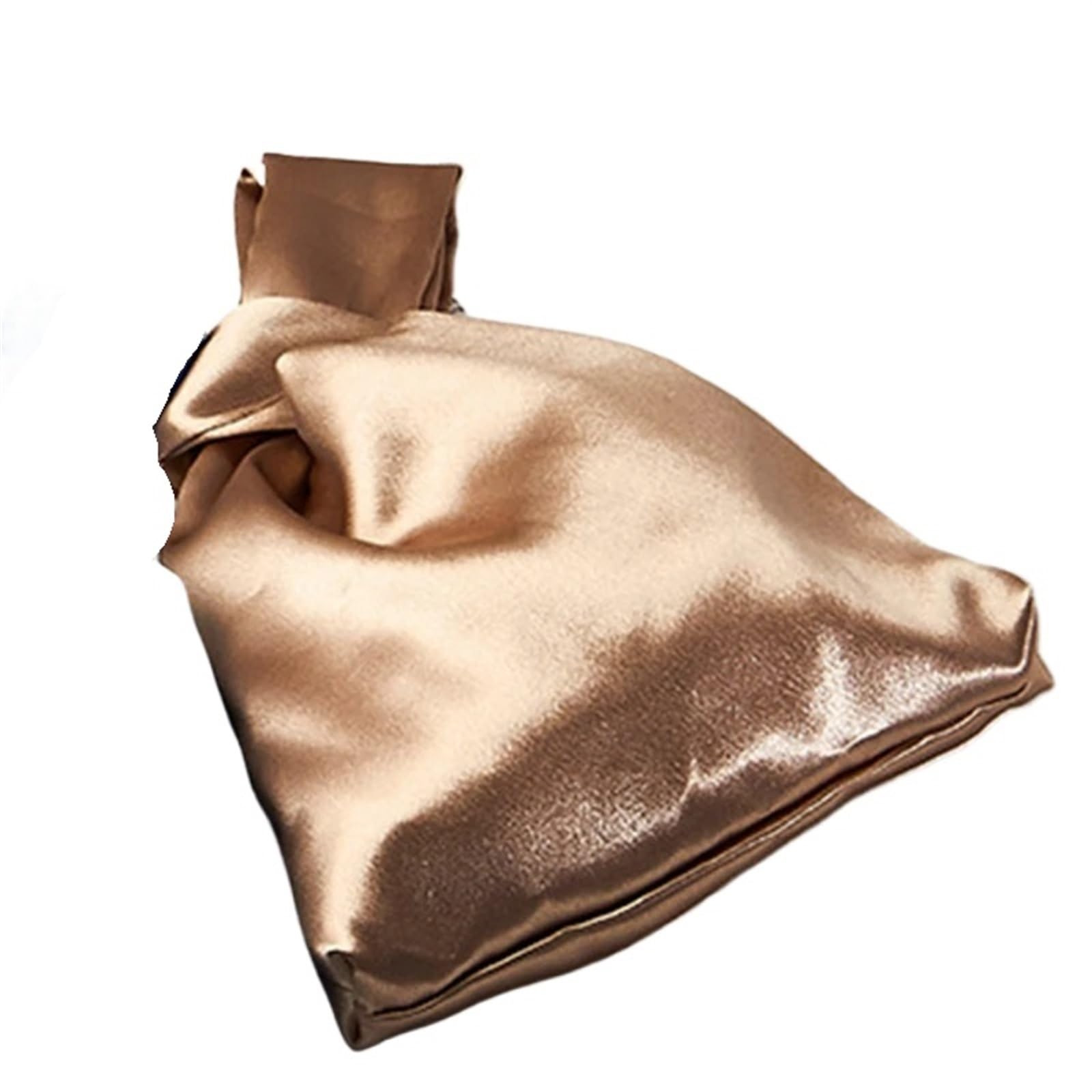 HKYBCF Knot Wrist Bag Women's Vintage Silk Tote Female Casual Student Reusable Folding Shopping Bag knitted bag(Champagne Gold)