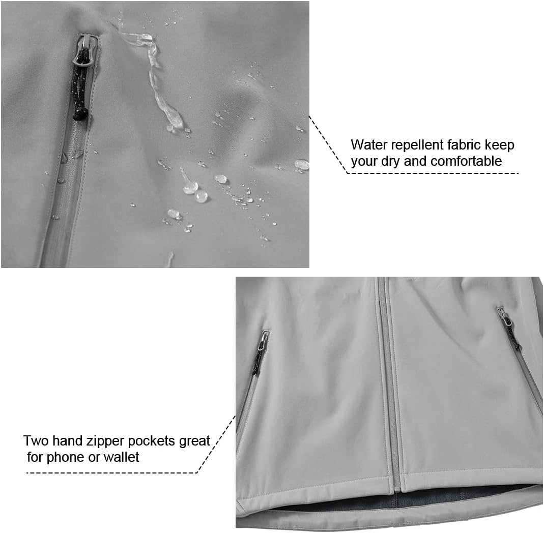 Gopune Men's Lightweight Soft Shell Jacket Fleece Lined Waterproof Hooded Hiking Winter Jacket