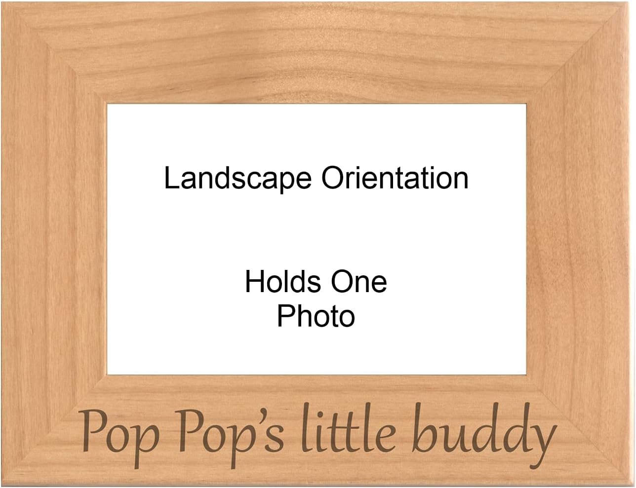 PopPop Picture Frame, Pop Pops little buddy Engraved Natural Wood Photo Frame, Grandpa Gifts for Fathers Day