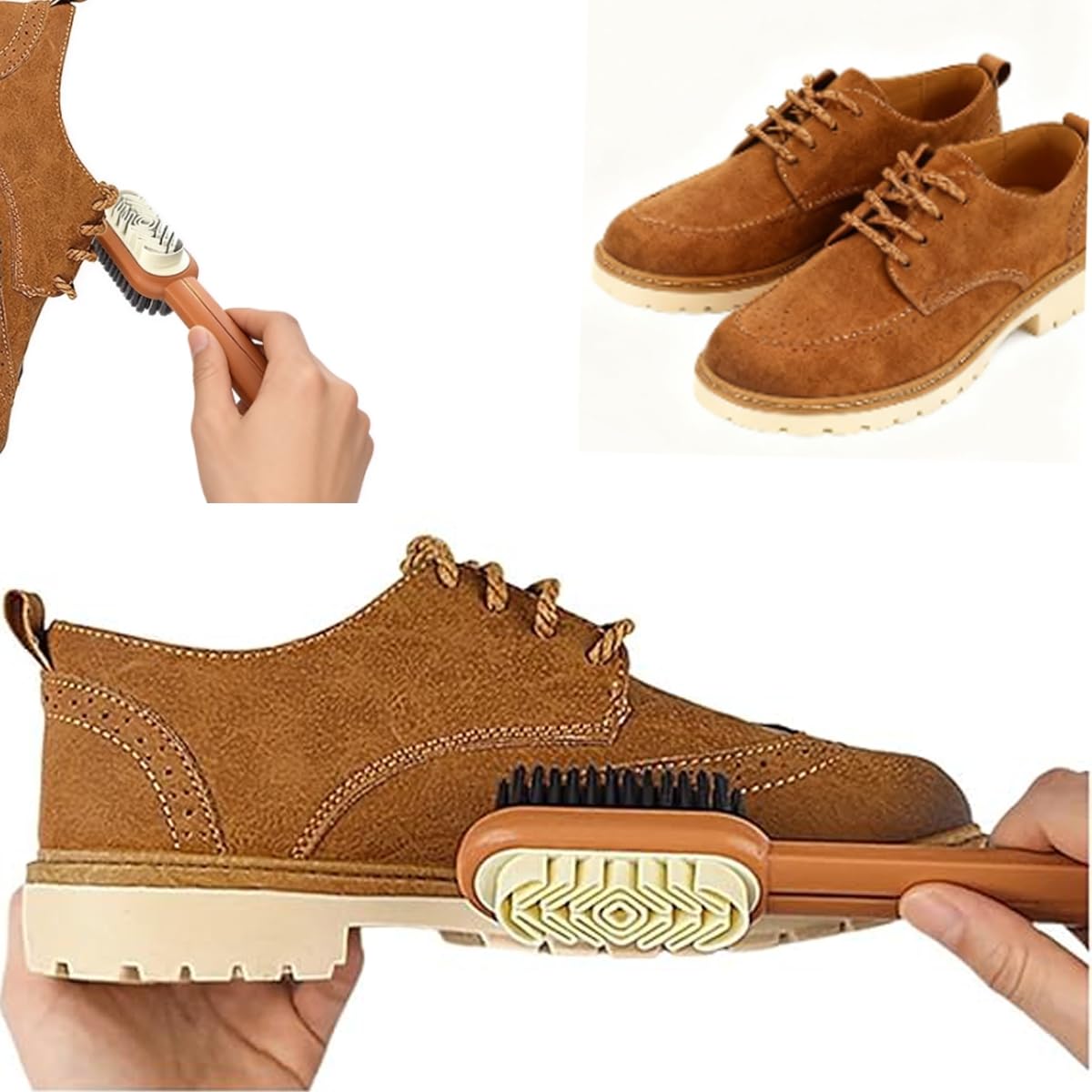 Spazzola per scarpe 2 in 1 in pelle scamosciata, gomma lucidante in gomma con spazzola a setole morbide, per la pulizia della pelle scamosciata e la spazzola in nabuk, può pulire contemporaneamente