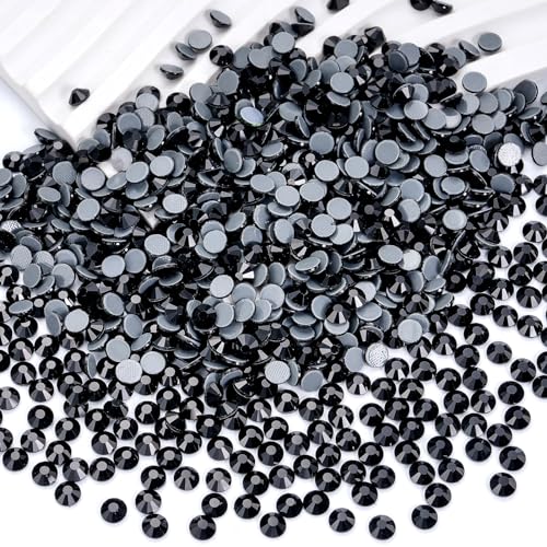 Image of Hotfix Rhinestones Bulk, 14400PCS Black Hot Fix Rhinestones for Clothes DIY Decoration Crafts, Black, SS16, 3.8-4.0mm