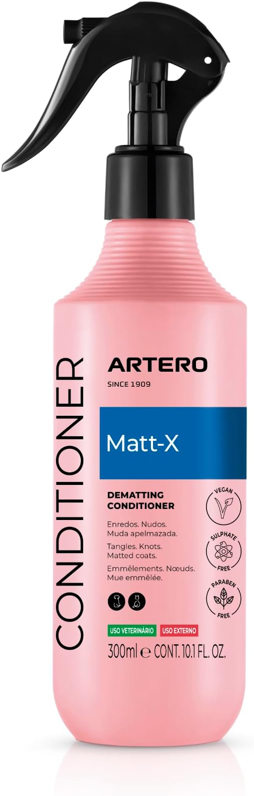 Artero Matt-X. Ultra Dematting and Finishing Spray for Dogs and Cats. A powerful dematting, conditioning spray.