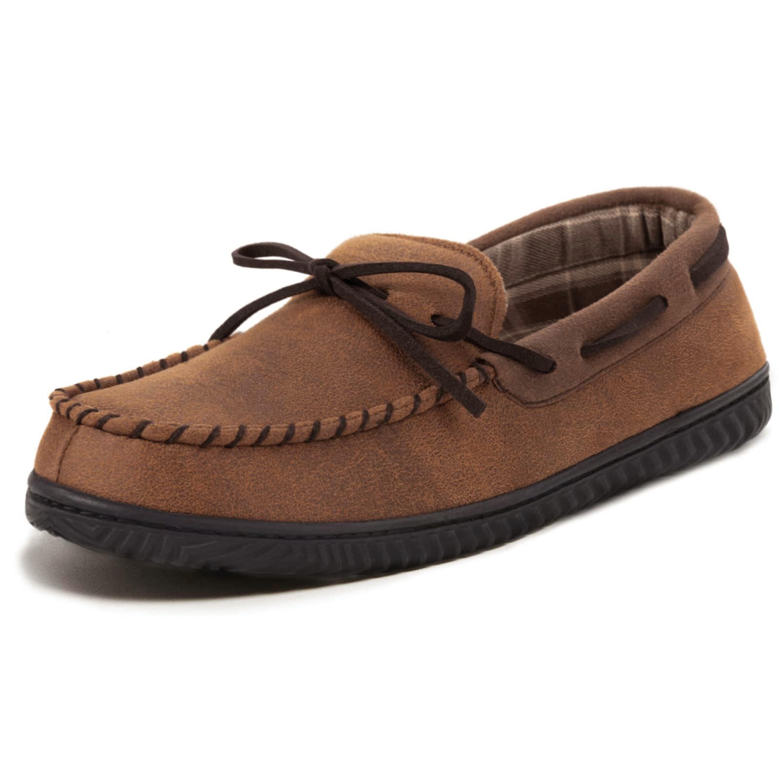 Men's Luke Microsuede Moccasin Slippers with Tie Indoor Outdoor