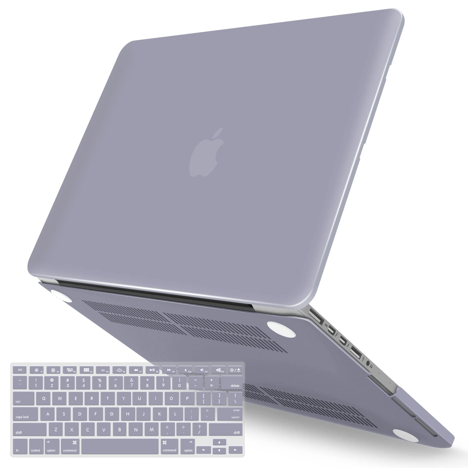 IBENZER Compatible with MacBook Pro 15 Inch Case 2015 2014 2013 2012 A1398, Hard Shell Case with Keyboard Cover for Old Version Apple Mac Pro Retina 15, Lavender Gray, MR15-LVGY+1