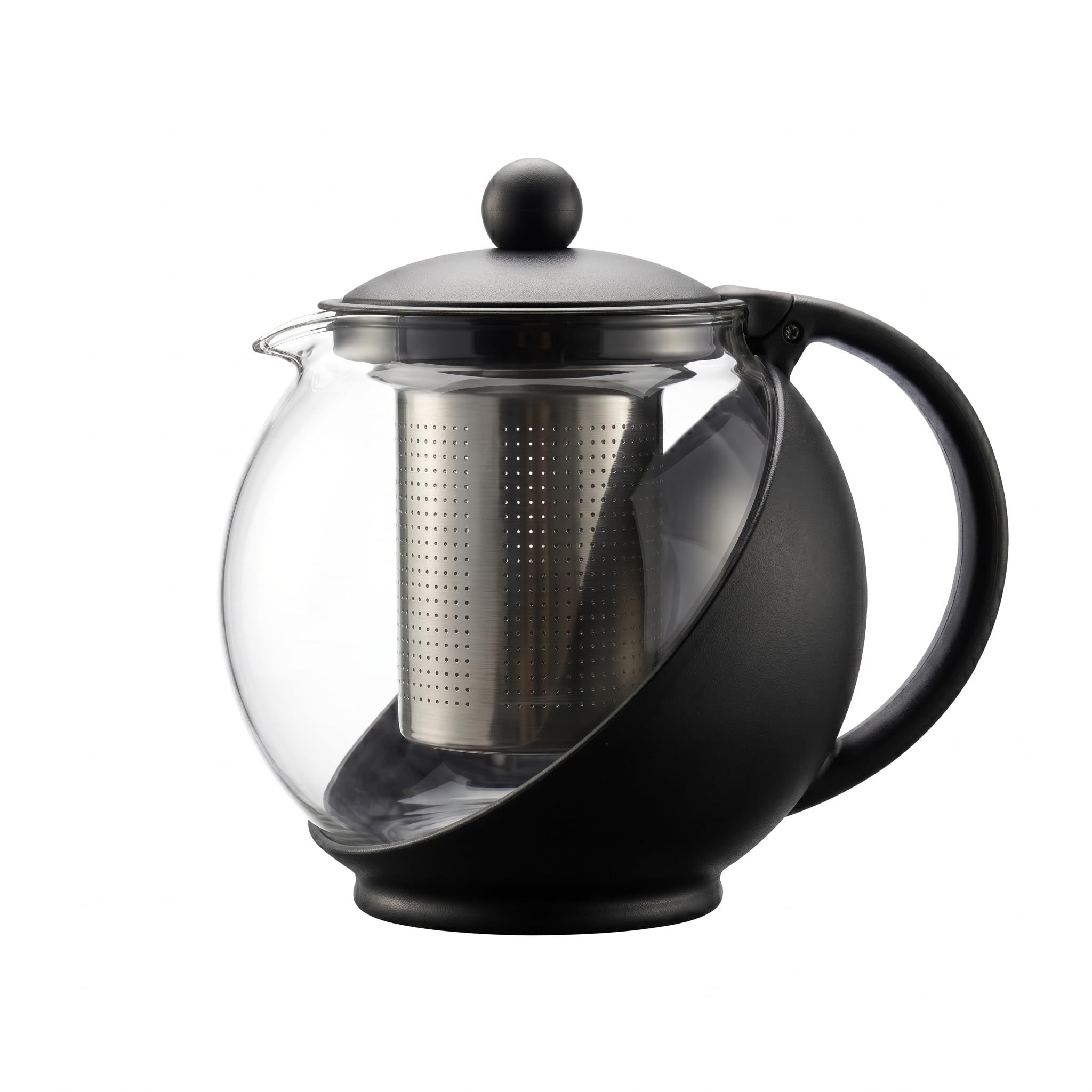 Teiera in vetro con infusore, teiera in vetro borosilicato da 1250 ml con filtro a rete fine rimovibile, beccuccio antigoccia a forma di V, macchina per tè sfuso per coppie, famiglia e