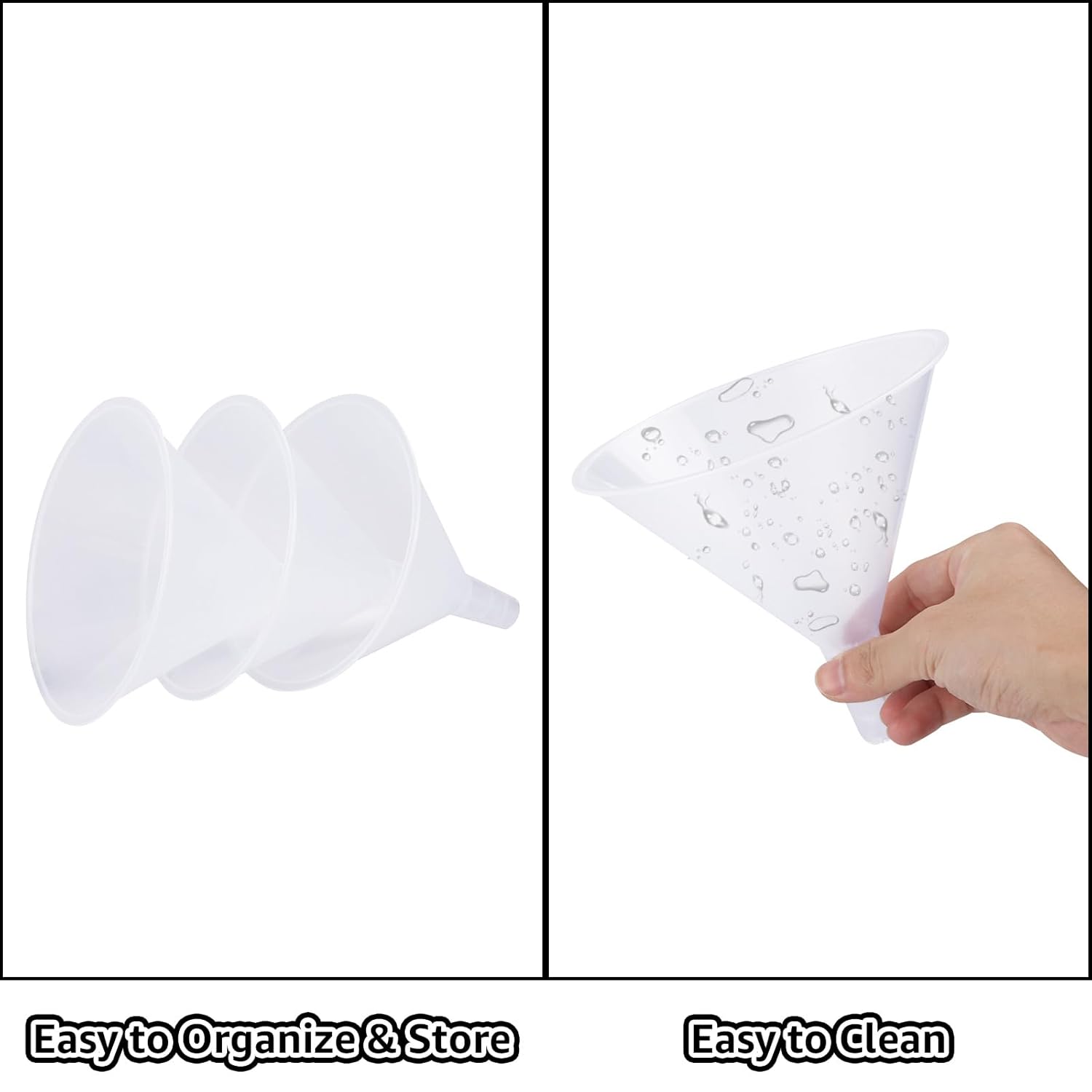 CYEAH 8 Pcs Plastic Funnels, 6 Inch Wide Mouth Large Funnel, Clear Plastic Filter Funnel Liquid Transfer Funnels for Filling Bottles, Liquid, Spices, Powder, Lotion, Oils