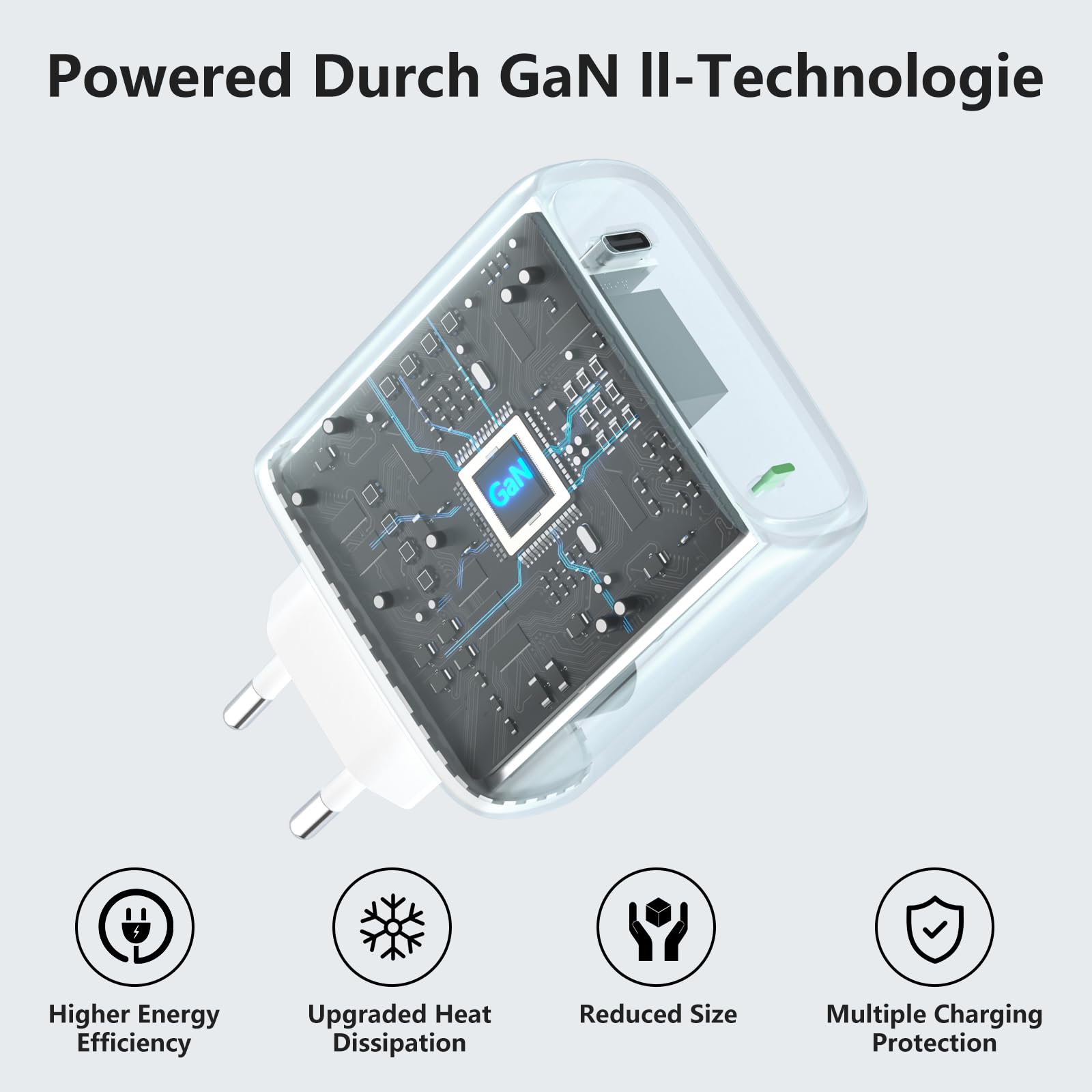 Kndaa USB C Ladegerät 65W USB-C Netzteil PD Charger GaN PPS Schnellladegerät mit 2M Typ-C Kabel für MacBook Pro/Air, für iPhone 15/16/Plus/Pro Max, für Galaxy S24 Ultra/S23+/S23/S22, für Steam Deck