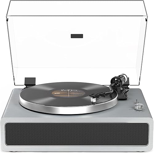 Miniatura 9 de Tocadiscos con altavoces incorporados, reproductor de discos de vinilo con soporte para reproducción Bluetooth, parada automática, velocidad de 33