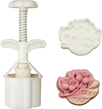 Mooncake Mold 4 PCS, Hand Press 50g Cookie Stamps,Moon cake Mold Thickness Adjustable,Cute Patterns DIY Moon cake Mold,Mid Autumn Festival DIY I