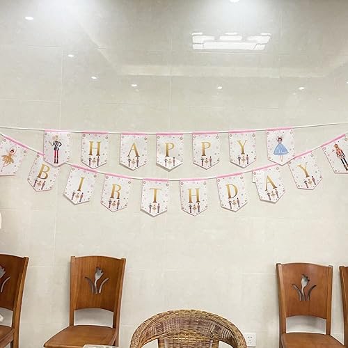 Vista 2 de Cartel de cumpleaños de cascanueces para niños y adultos, suministros de fiesta, decoración para cumpleaños de invierno y ballet, rey ratón