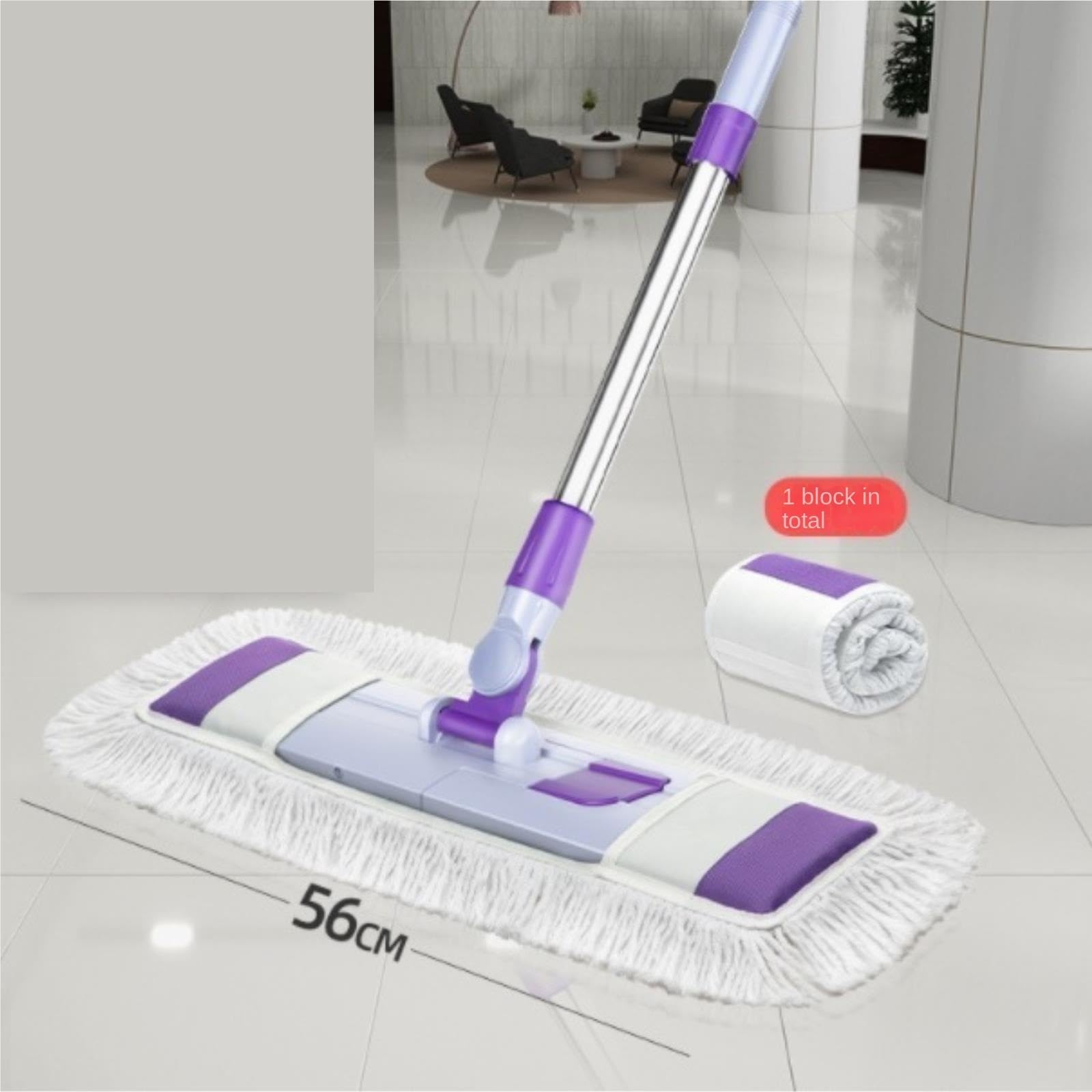 Fregona Mopa Fregona Plana con Mango De Acero Inoxidable para Limpieza del Hogar, Suelos De Madera, Baldosas De Cerámica Mopas De Limpieza Suelos(125 * 56cm)