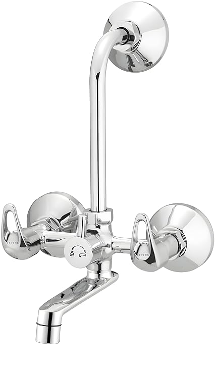 LEVERS L-919793 Brass Wall Mixer with Provision for Over Head Shower and 125mm Long Bend Pipe