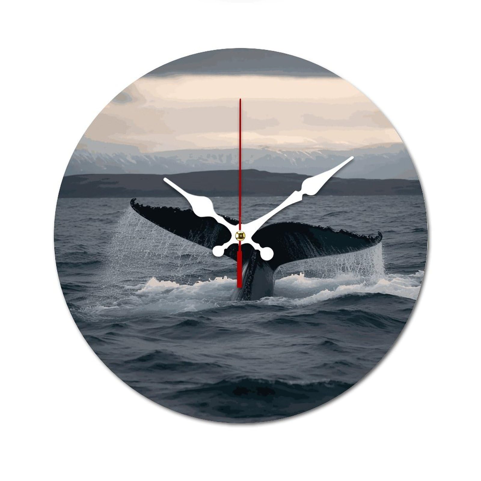 Horloge murale sans tic-tac décorative en bois ronde pour un bureau calme