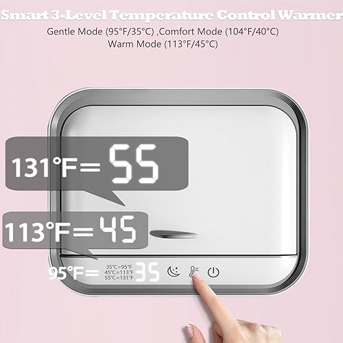 Miniatura 5 de Calentador de toallitas, dispensador de calentador de toallitas para bebés, contenedor de gran capacidad con luz nocturna, pantalla de temperatura