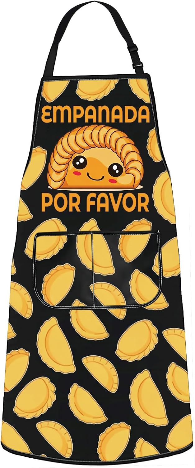 G2TUP Cartoon Empanada Print Apron Latin American Food Lover Gift Empanada Por Favor Kitchen Apron Empanadas Lover Merch